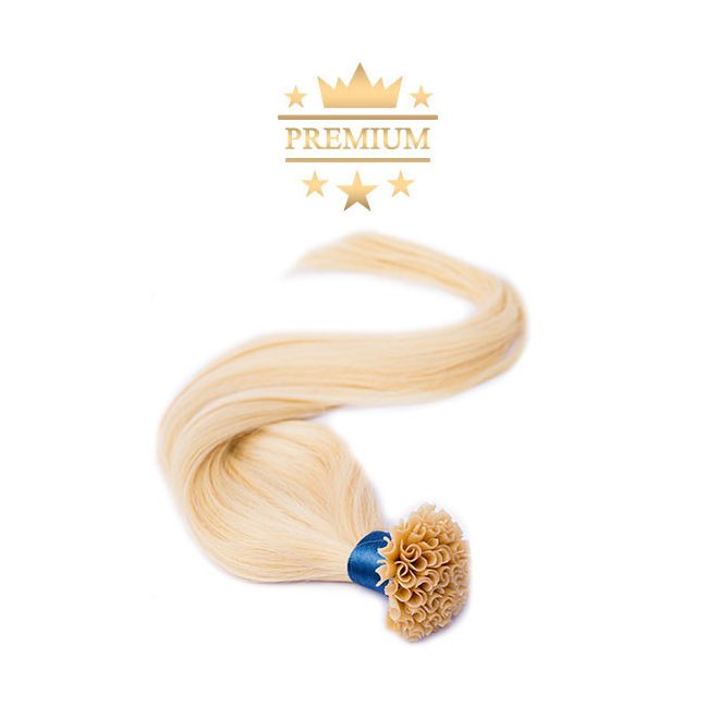 Premium U-Tip Hair Extension Ash Light Platinum Blonde 60cm Colour #60ASH - Nail Tip Keratin Bonding Hair for Salon-Length Results