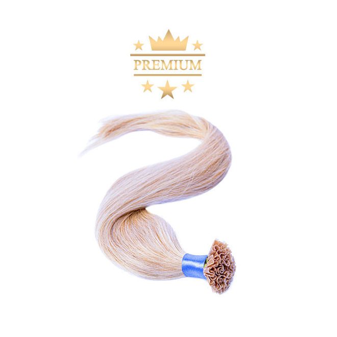 Premium U-Tip Hair Extension Platinum Blonde 60cm Colour #613 - Nail Tip Keratin Bonding Hair for Salon-Length Results