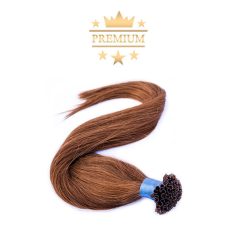   Premium U-Tip Hair Extension Light Brown 60cm Colour #8 - Nail Tip Keratin Bonding Hair for Salon-Length Results