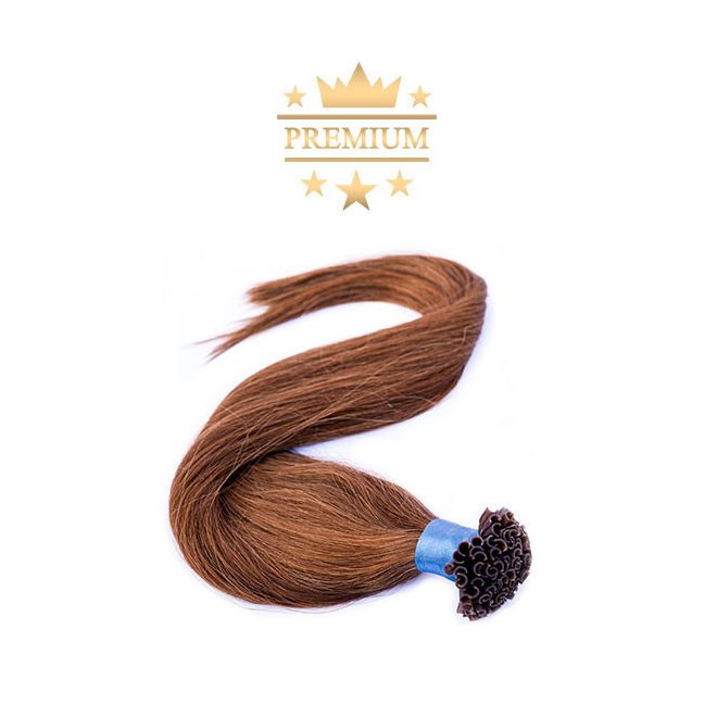 Premium U-Tip Hair Extension Light Brown 70cm Colour #8 - Nail Tip Keratin Bonding Hair for Salon-Length Results